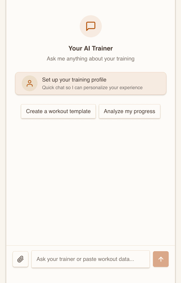 AI trainer chat screen for the fitness app
